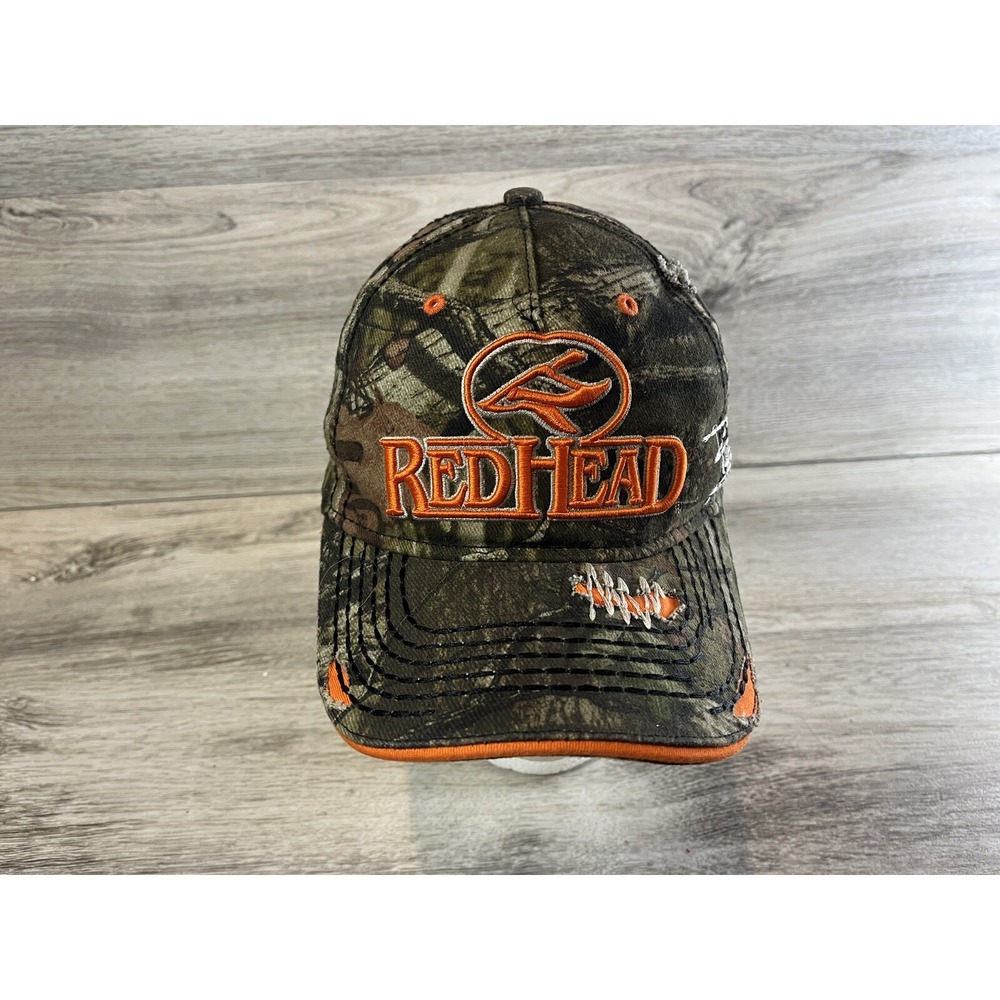 Red Head Bass Pro‎ Shops Camo Camouflage Adjustable Hat Youth Distressed